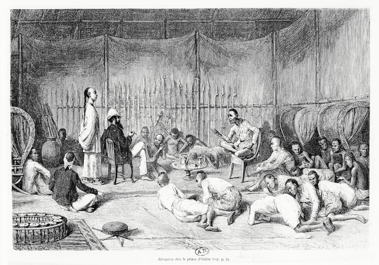 Recepção pelo Príncipe de Oubon, Laos, 1877 de Louis Delaporte