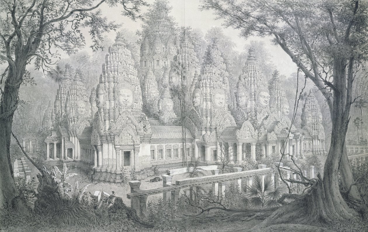Ruínas de Bayon, Camboja, 1873 de Louis Delaporte