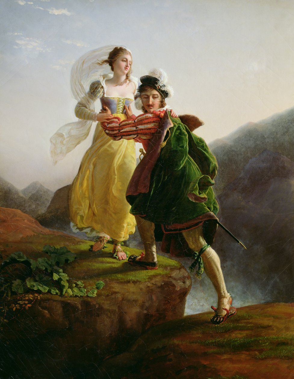 Bianca Cappello (c.1542-87) Fugindo com seu amante Francesco de Medici (1541-87) de Louis Ducis