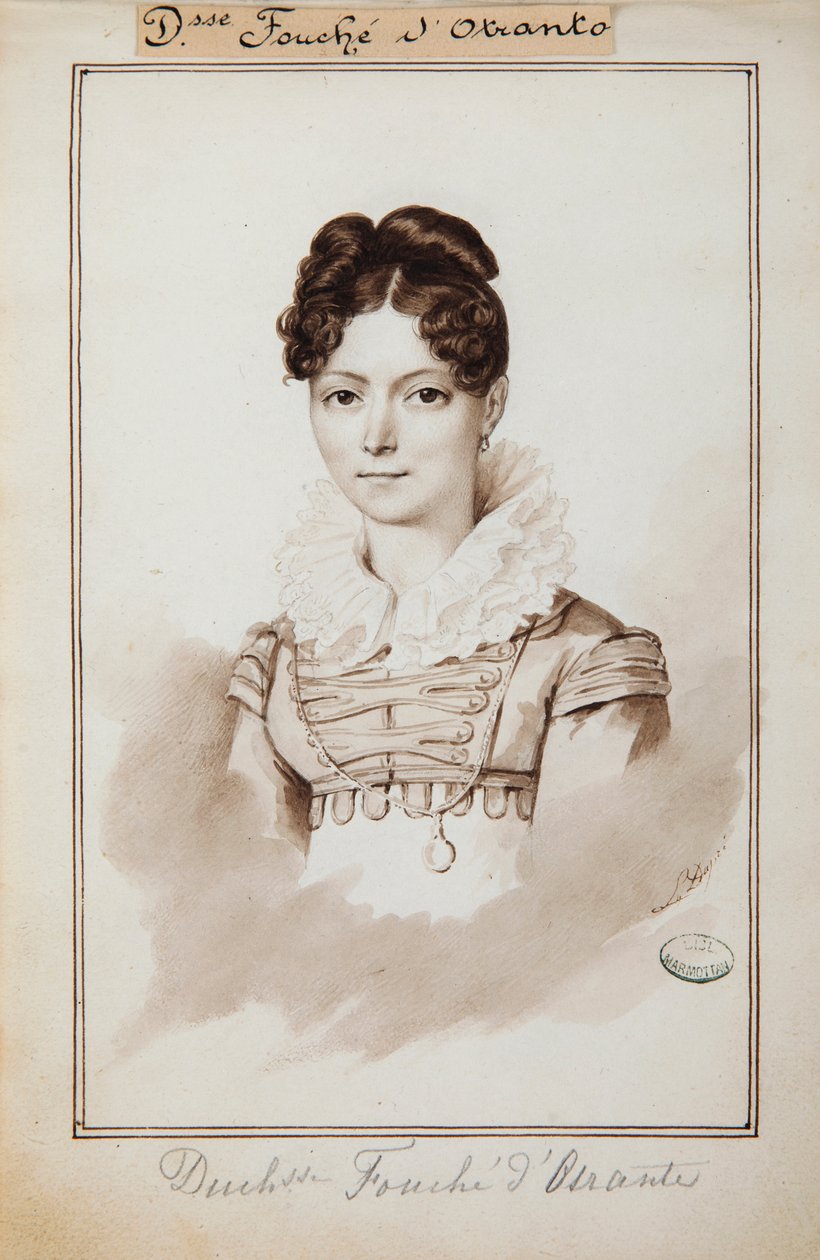 Retrato da Duquesa de Ortrante, no Petit Álbum d&39;Élisa Bacciocchi (tinta e papel) de Louis Dupré