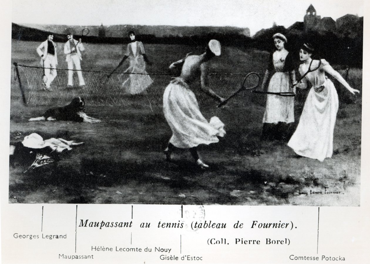 Guy de Maupassant (1850-93) Jogando Tênis, de &39;Maupassant et l&39;Androgyne&39; de Pierre Borel, publicado em 1944, Paris de Louis Edouard Paul Fournier
