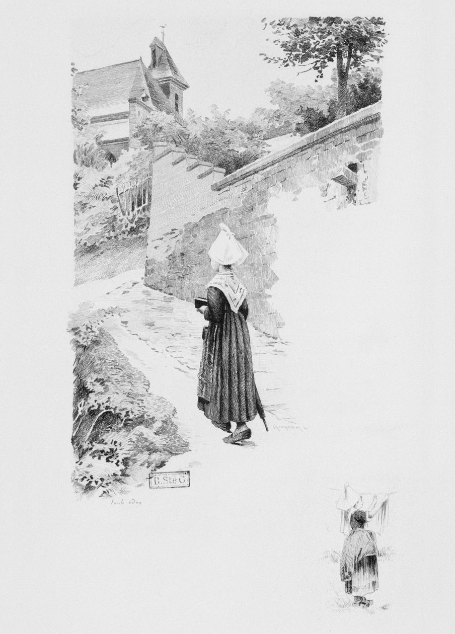 O criado Felicite, ilustração de "Um coração simples", de Gustave Flaubert (1821-1880), publicado em 1894, gravado por Eugene André Champollion (1848-1901) Paris, Editora de Livreiros A. Ferroud (b de Louis Emile Adan