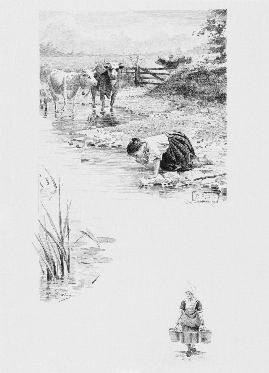 O criado Felicite, ilustração de "Um coração simples", de Gustave Flaubert (1821-1880), publicado em 1894, gravado por Eugene André Champollion (1848-1901) Paris, Editora de Livreiros A. Ferroud (b de Louis Emile Adan