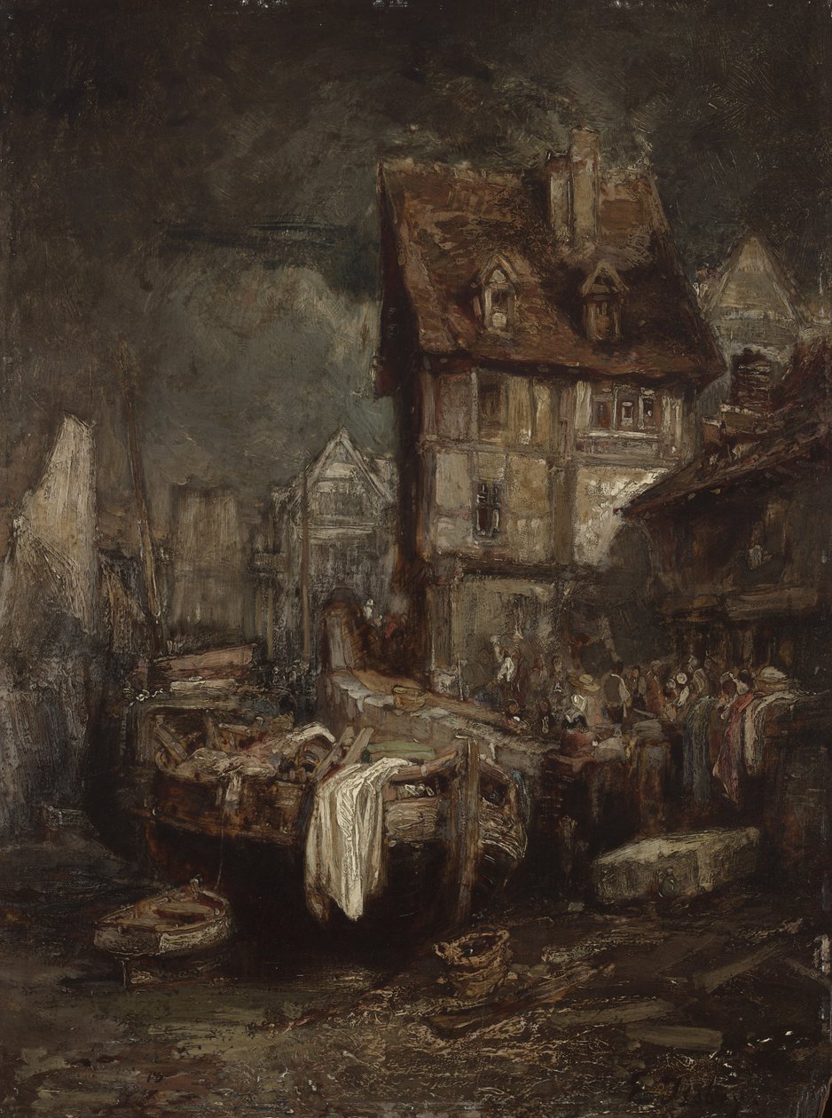 Interior de um porto de Eugene Isabey