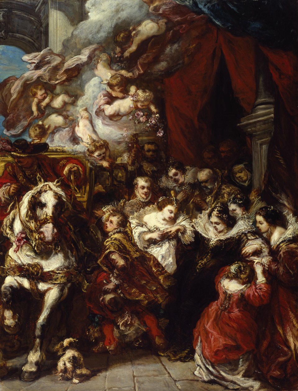 A partida de Elisabeth da França (1602-44) para a Espanha, c.1848 de Eugene Isabey
