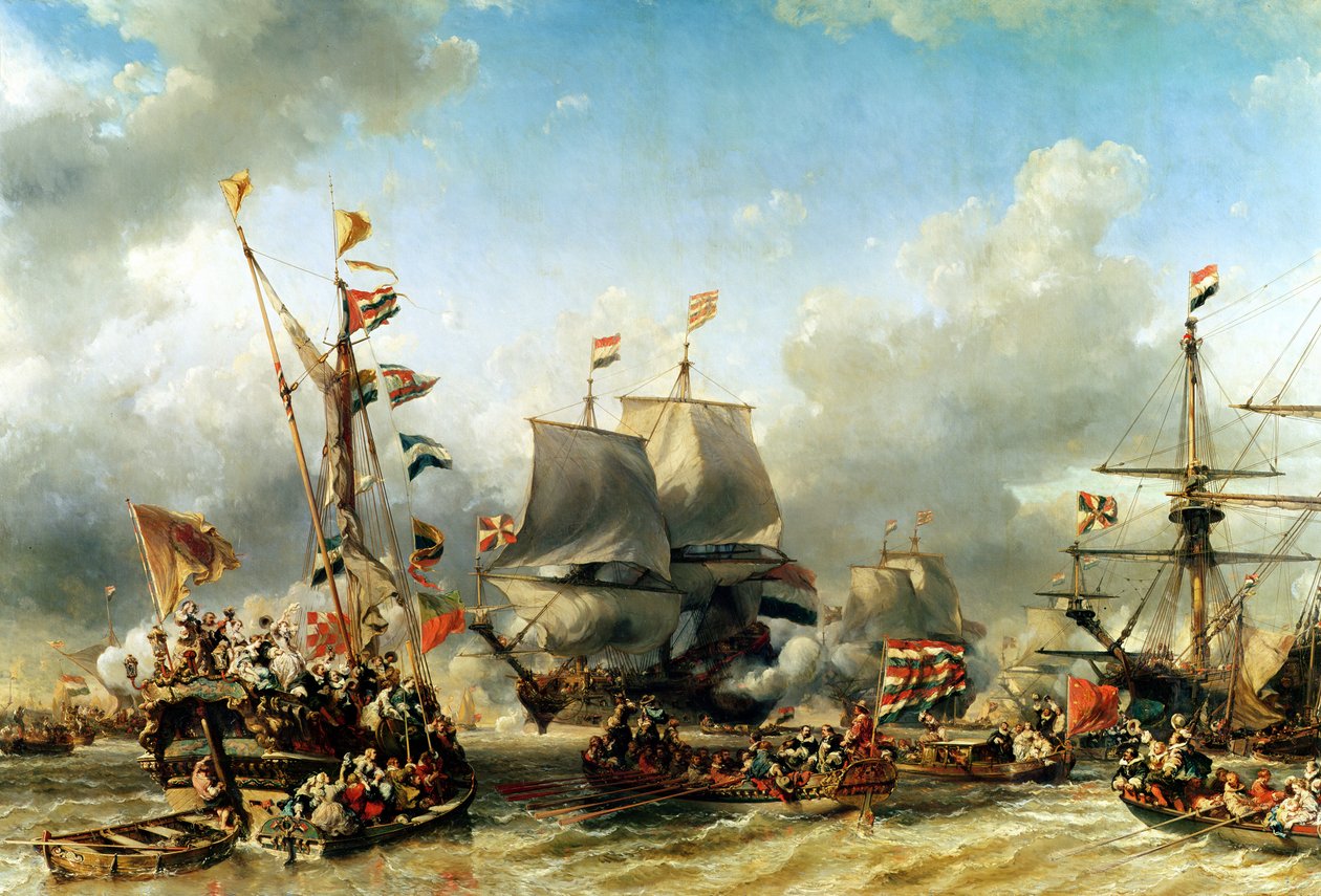 O embarque de Ruyter e William de Witt em 1667, 1850-51 de Eugene Isabey