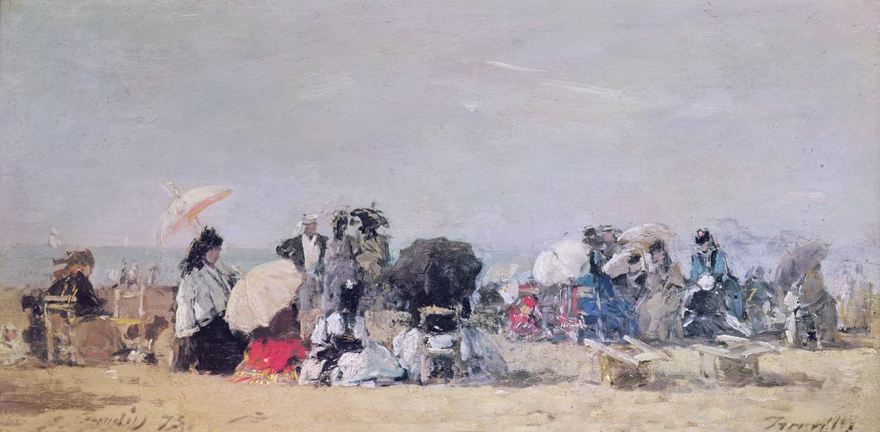 Cena de praia, Trouville, 1873 de Eugene Louis Boudin