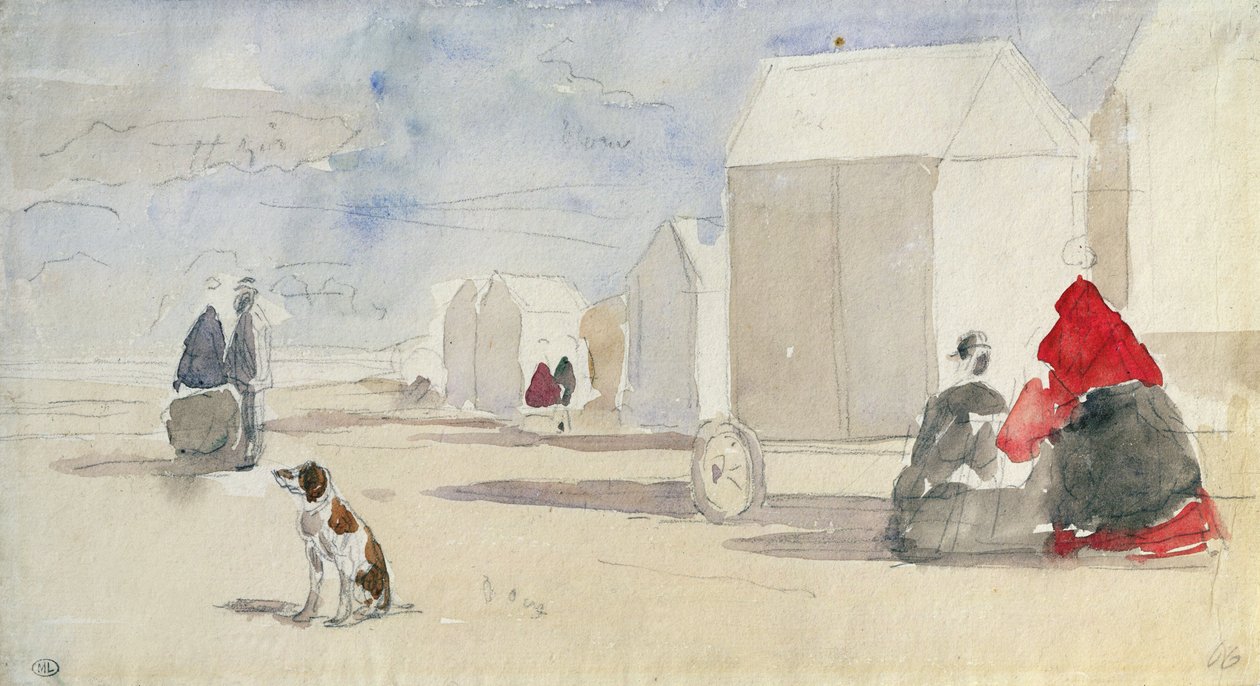 Pelas máquinas de banho, 1866 de Eugene Louis Boudin