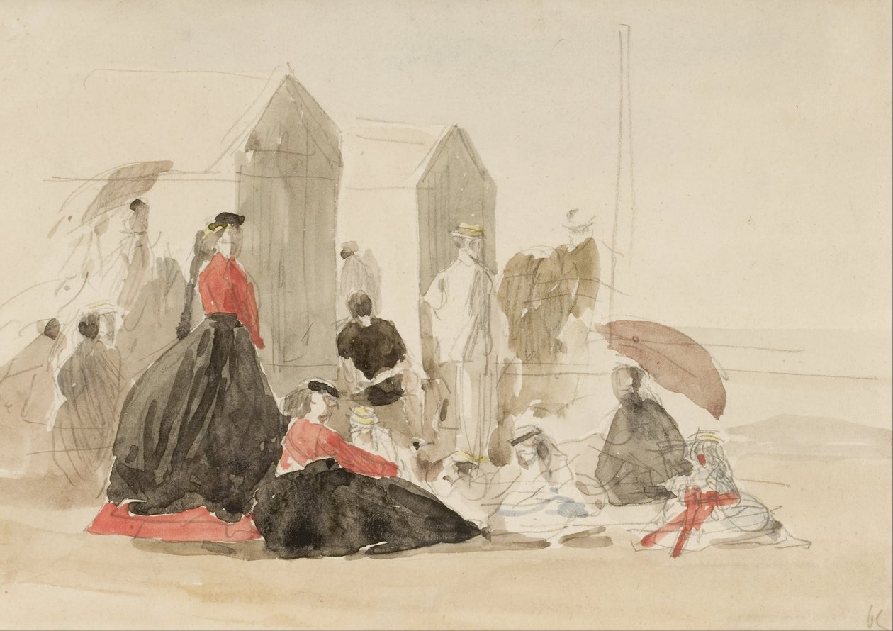 Crinolinas e cabanas de Eugene Louis Boudin