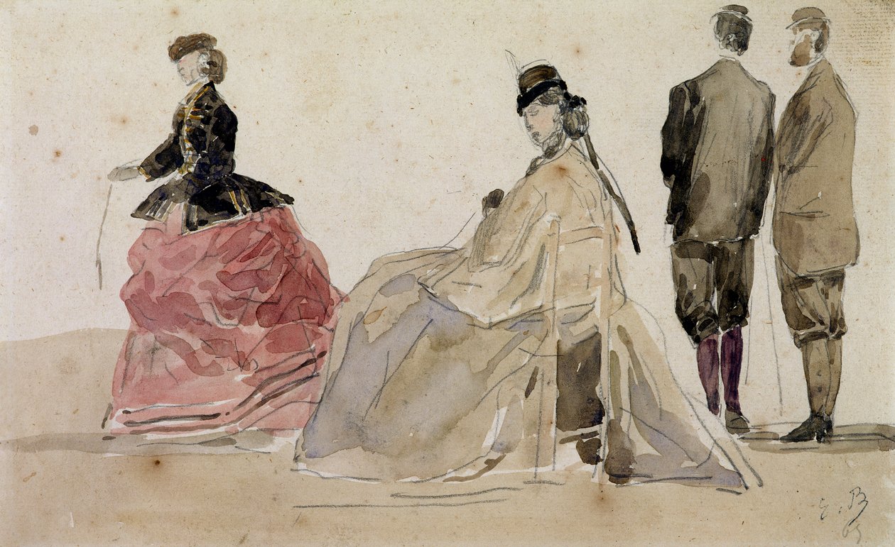 Crinolinas na praia de Eugene Louis Boudin