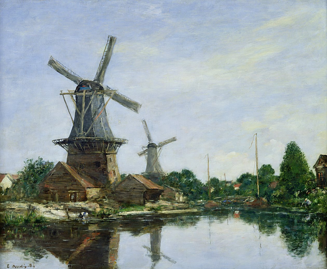 Moinhos de vento holandeses, 1884 de Eugene Louis Boudin