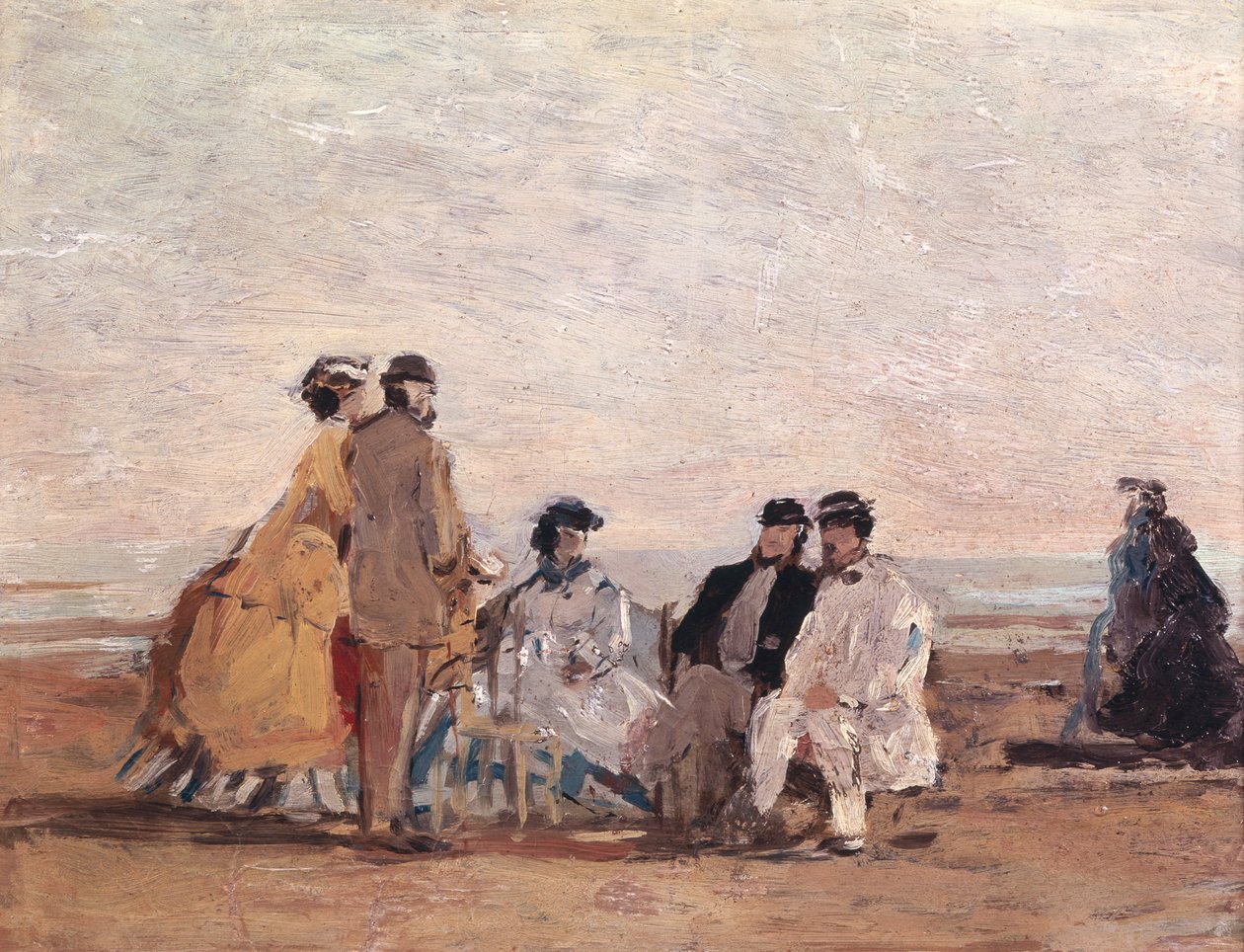 Na praia em Trouville, c.1865 de Eugene Louis Boudin