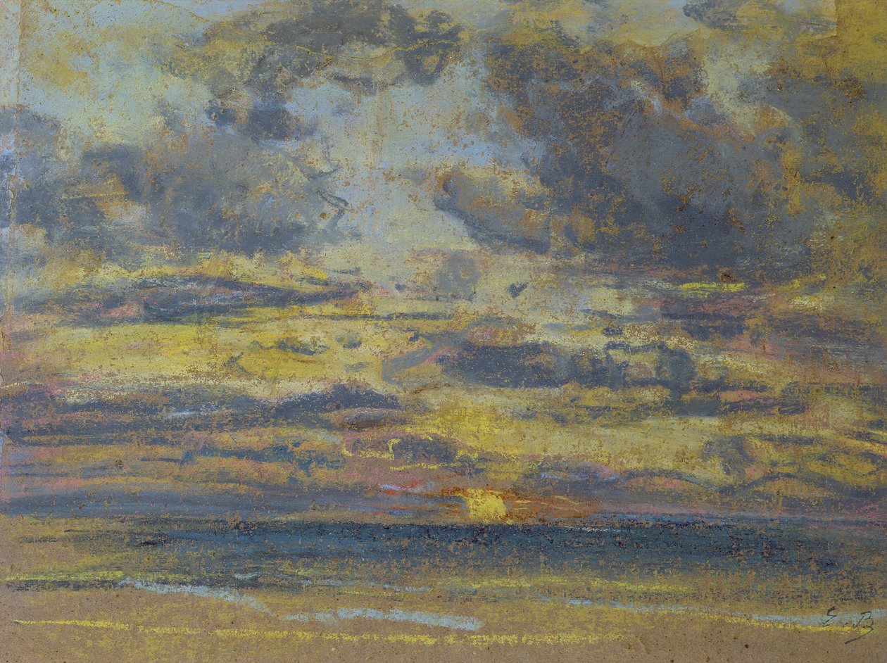 Estudo do céu com o pôr-do-sol, c.1862-70 (pastel sobre papel) de Eugene Louis Boudin