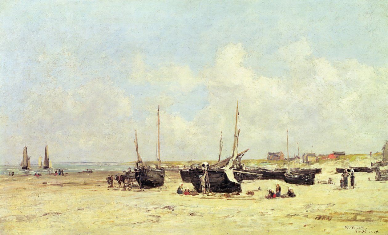 A praia na maré baixa, Berck, 1890-97 de Eugene Louis Boudin