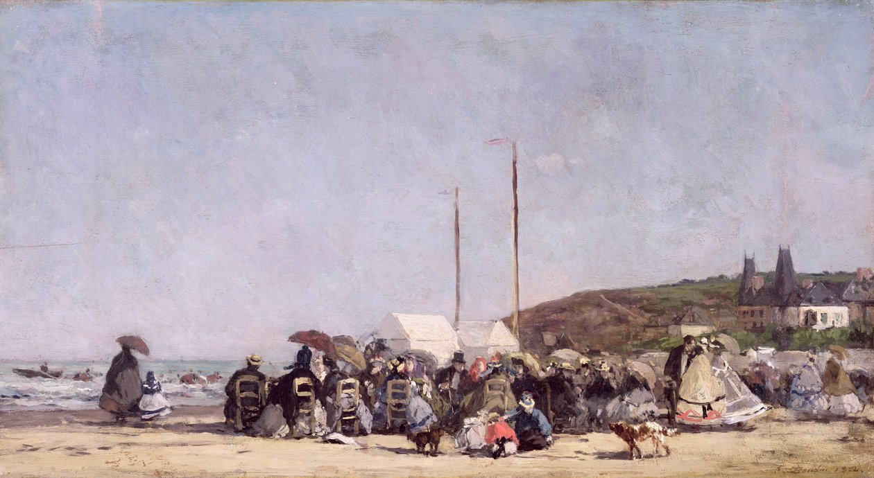 A praia em Trouville, 1864 de Eugene Louis Boudin