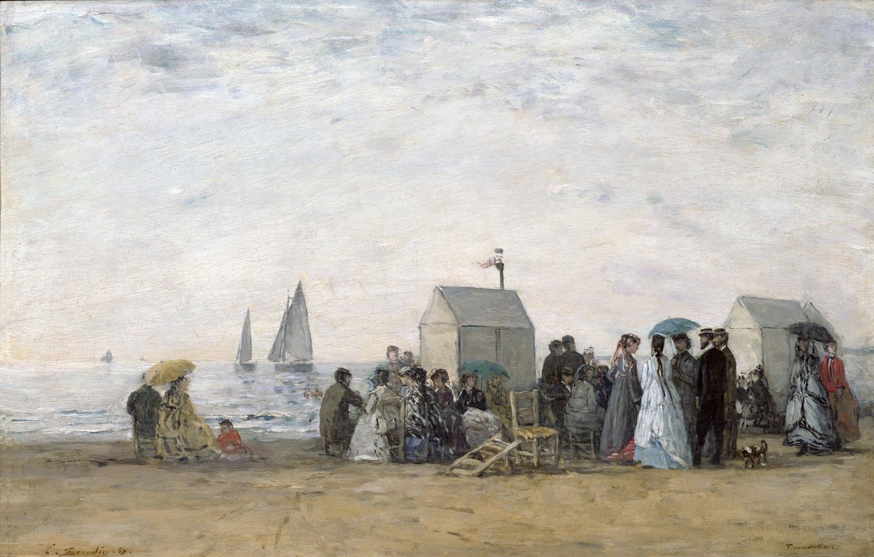 A praia em Trouville, 1867 de Eugene Louis Boudin