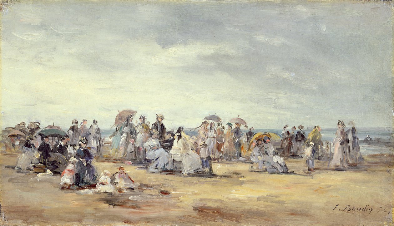 A praia em Trouville, 1873 de Eugene Louis Boudin