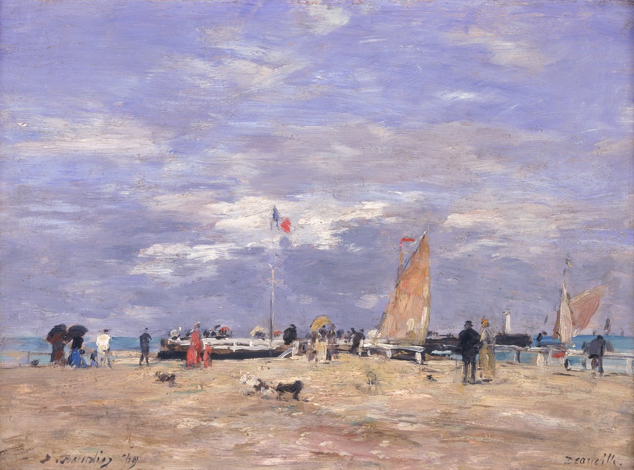 O Molhe em Deauville, 1869 de Eugene Louis Boudin