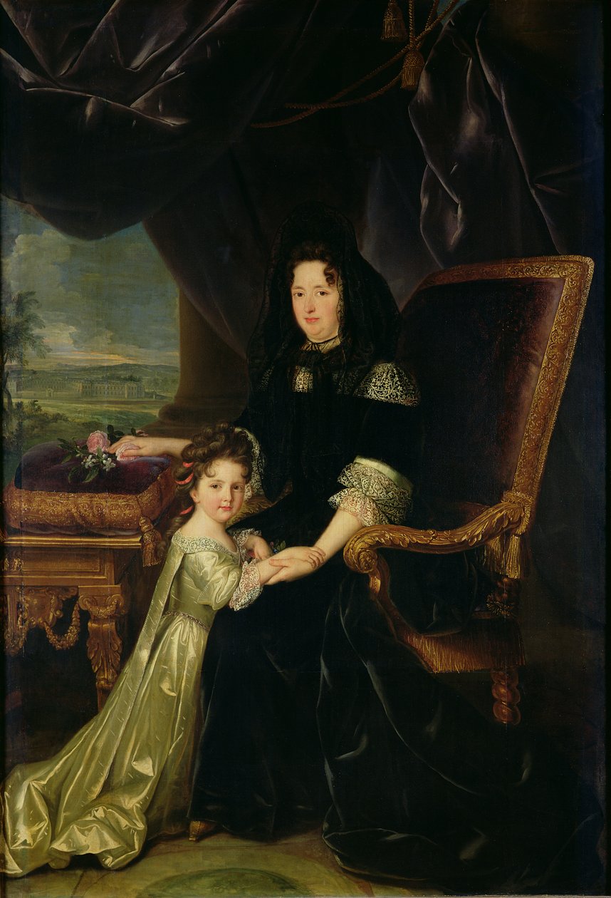 Françoise d&39;Aubigne (1635-1719) Marquesa de Maintenon e sua sobrinha, Françoise d&39;Aubigne, a futura duquesa de Noailles, c.1686 de Louis Ferdinand Elle