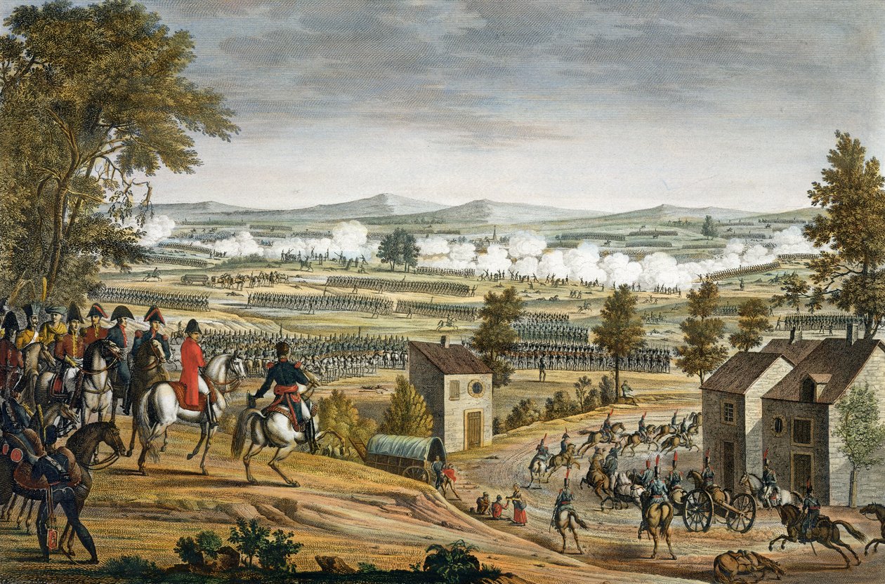 A Batalha de Lutzen, 2 de maio de 1813, gravada por Edme Bovinet (1767-1832) (aquatint) de Louis Francois Couche