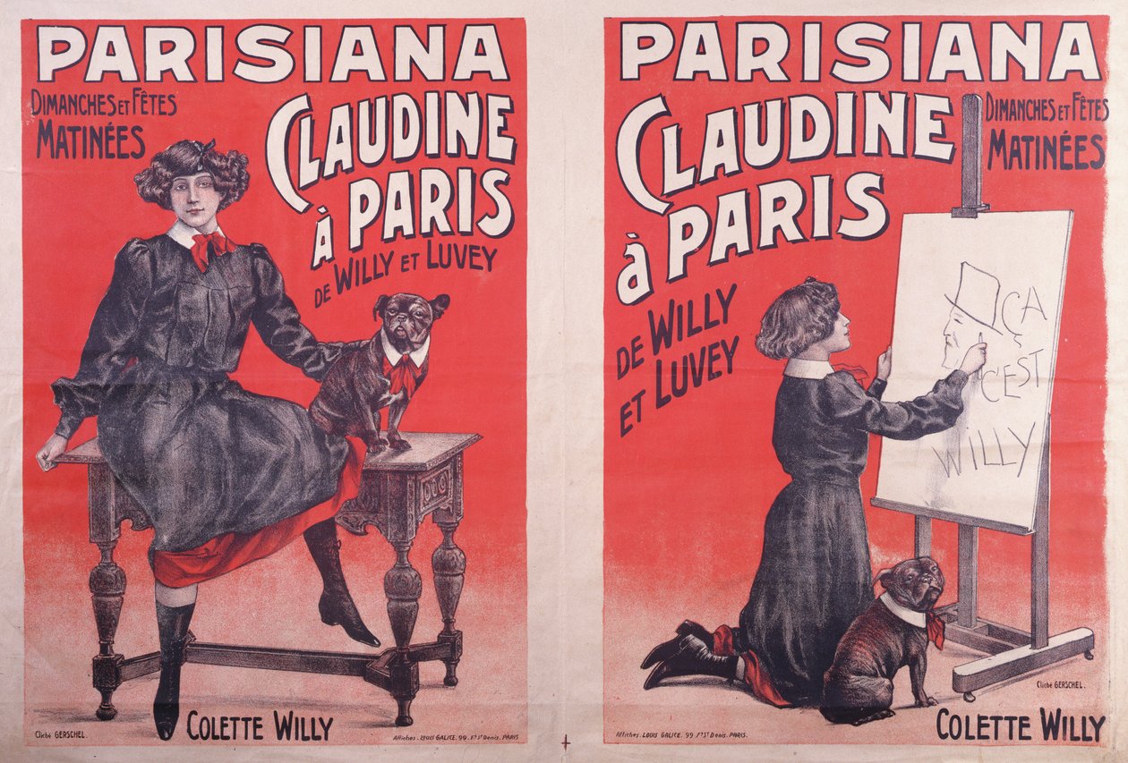 Cartazes de performances de publicidade de Claudine à Paris no Théatre Parisiana, c.1906-7 de Louis Galice