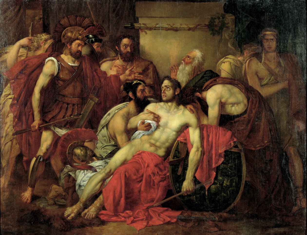 A morte de Epaminondas (c.418-362 aC) de Louis Gallait
