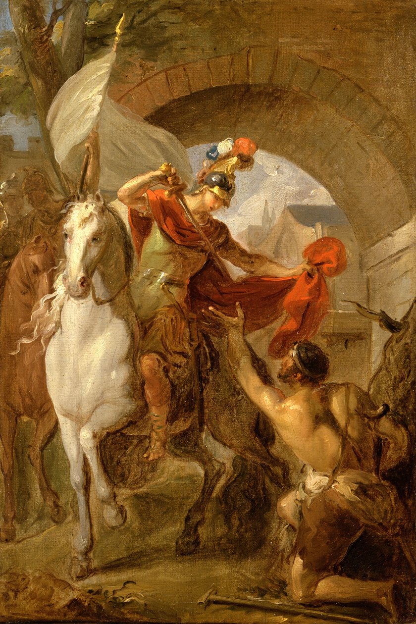 São Martinho Compartilhando seu Casaco com um Mendigo, c.1737 de Louis Galloche