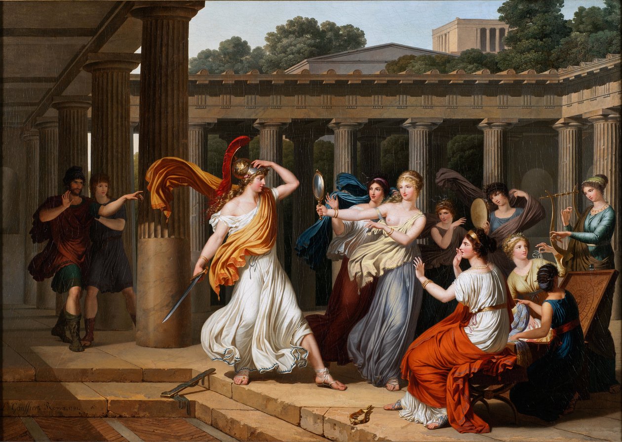 Odisseu reconhece Aquiles entre as filhas de Lycomedes de Louis Gauffier