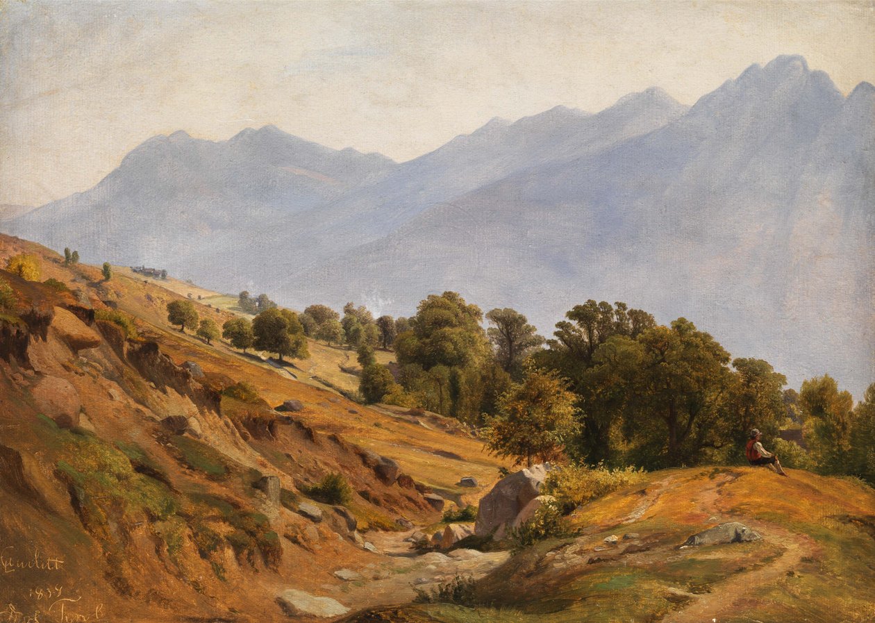 Paisagem montanhosa da área de Dorf Tirol de Louis Gurlitt