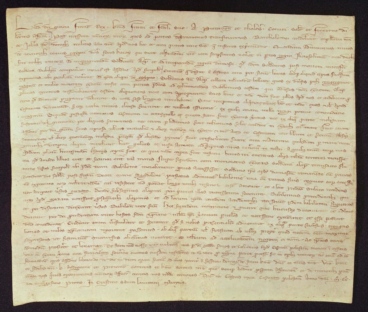 Carta de Luís IX ao seu irmão Alphonse (1220-71), Comte de Poitiers, 11 de agosto de 1251 de Louis IX