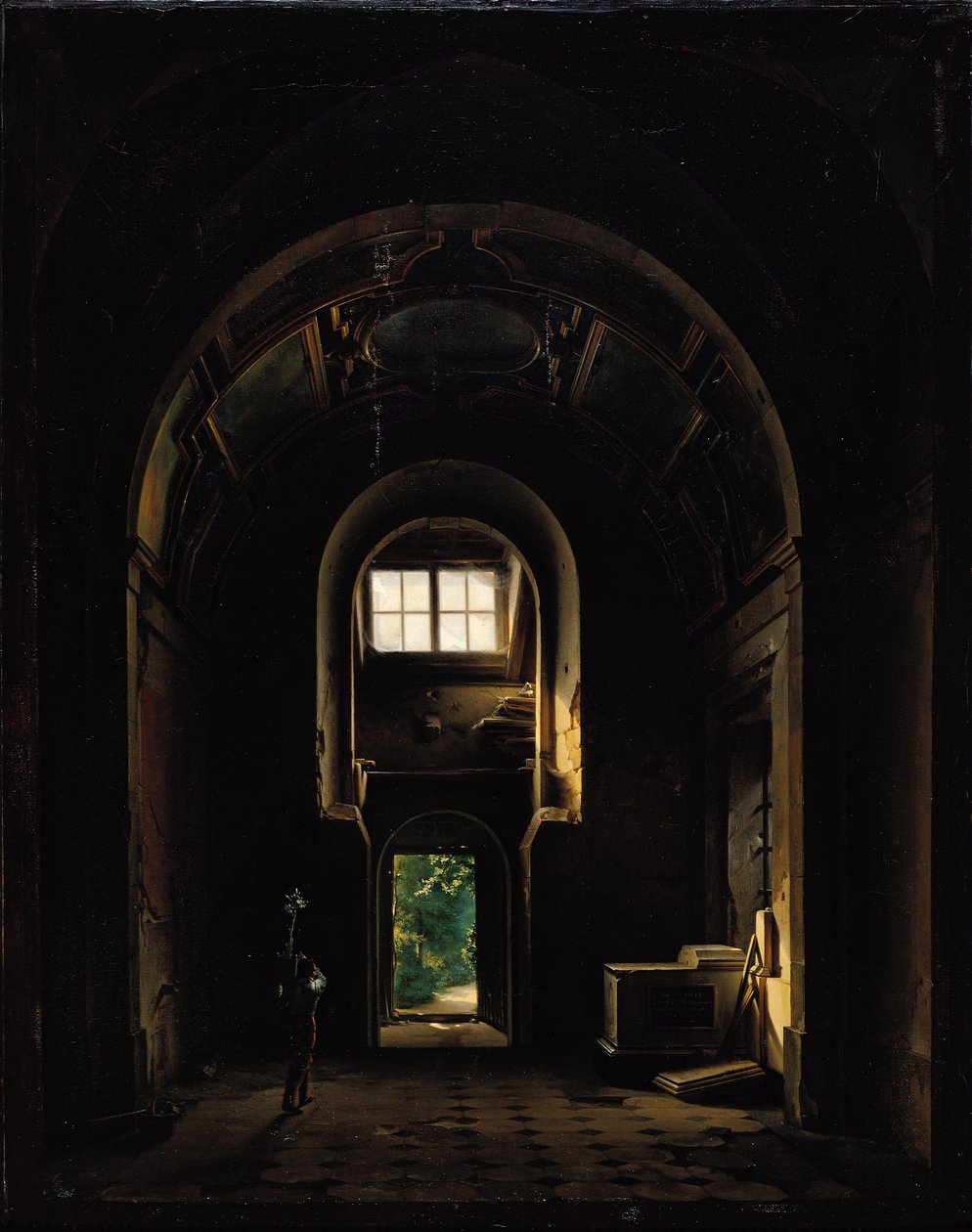 Interior da Capela de Saint-Philippe na Igreja dos Feuillants em Paris, 1814 de Louis Jacques Mande Daguerre