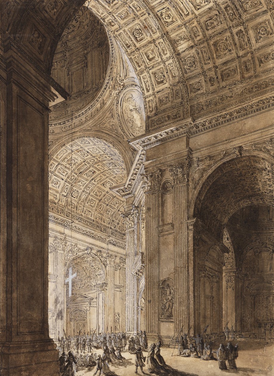 Interior, de, st. Peters, iluminado de Louis Jean Desprez