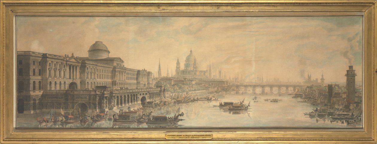 Somerset House, Catedral de São Paulo e Blackfriars Bridge de Louis Jean Desprez