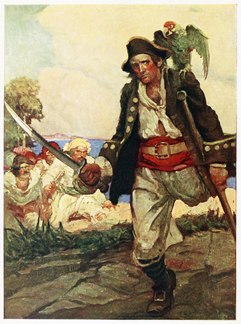 Frontispício do pub Treasure Island. 1915 (litoraph de cor) de Louis John Rhead
