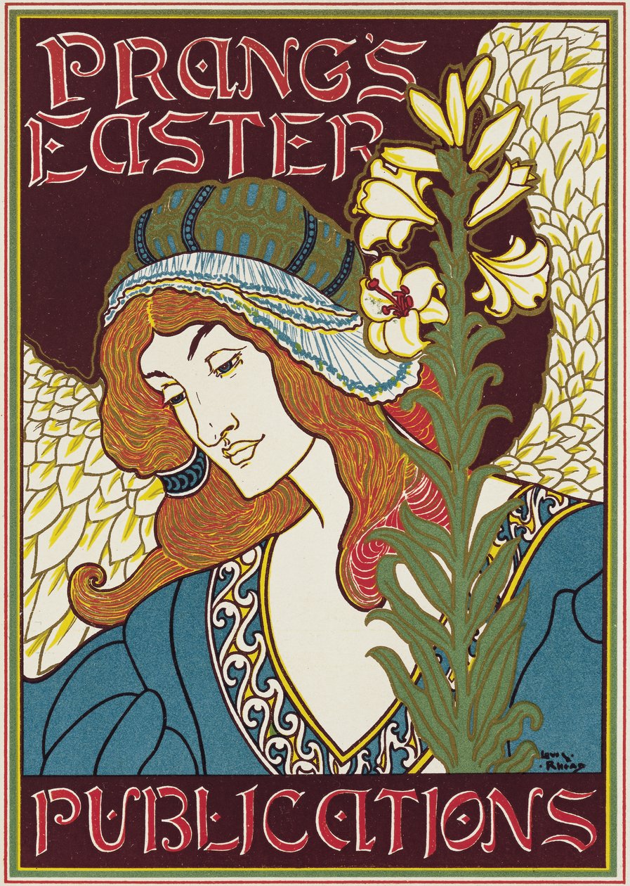 Cartaz publicitário Prang&39;s Easter Publications, 1896 de Louis John Rhead