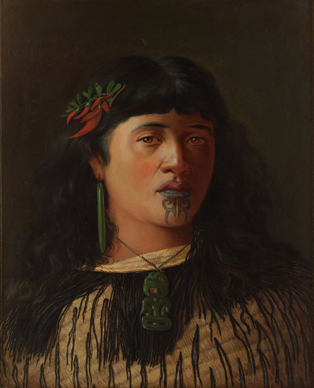 Retrato, de, um, jovem, maori, mulher, com, moko de Louis John Steele