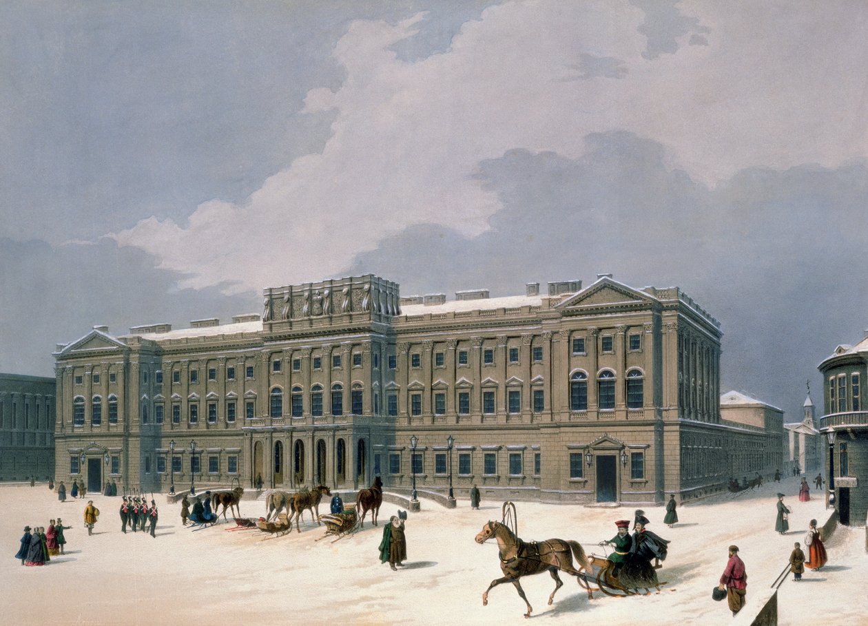 Palácio do grão-duque de Leuchtenberg em São Petersburgo, impresso por Lemercier, Paris, de 1840 de Louis Jules Arnout