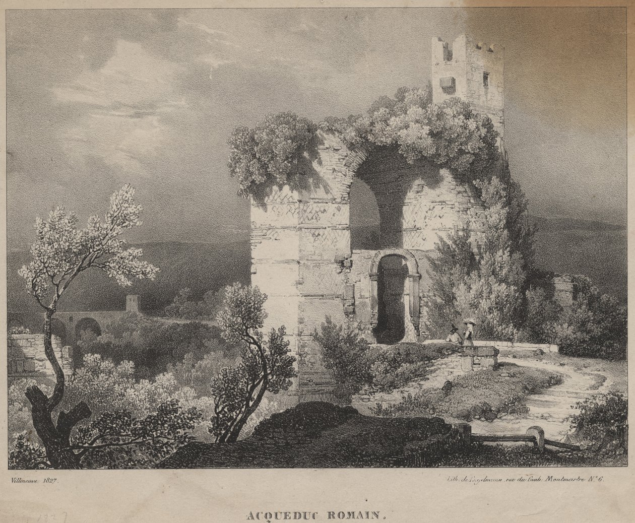 Roman Acqueduc, 1827 de Louis Jules Frederic Villeneuve