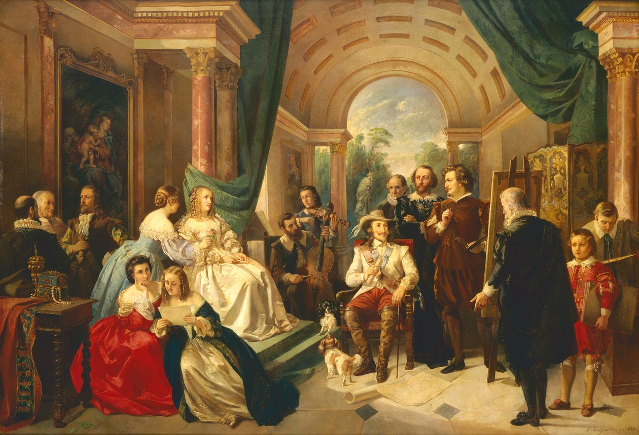 Anthony van Dyck no Tribunal de Charles I, 1863 de Louis Katzenstein