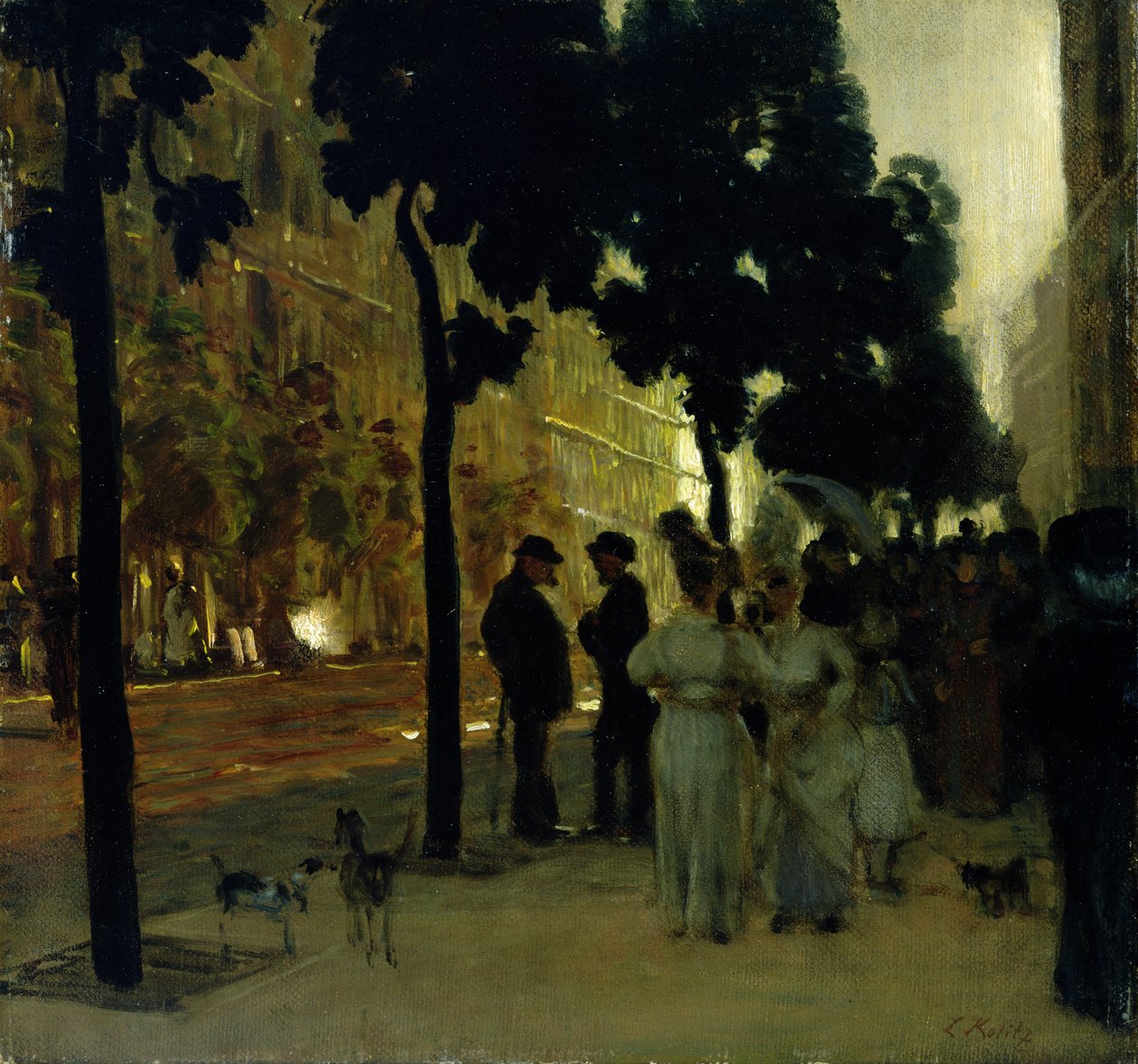 Hohenzollernstrasse em Kassel ao pôr do sol de Louis Kolitz