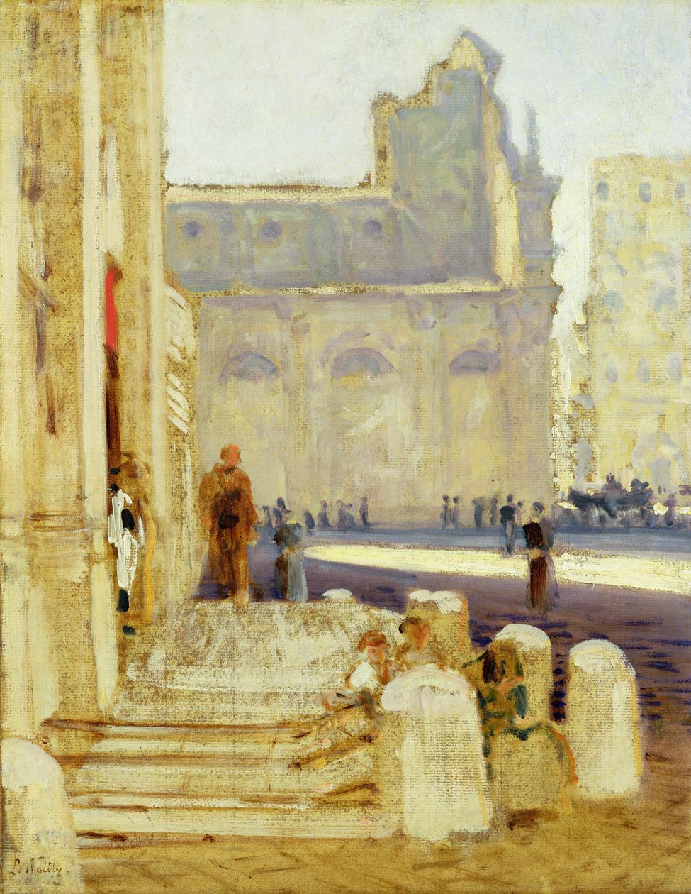 Duas igrejas em Roma (óleo em papelão) de Louis Kolitz