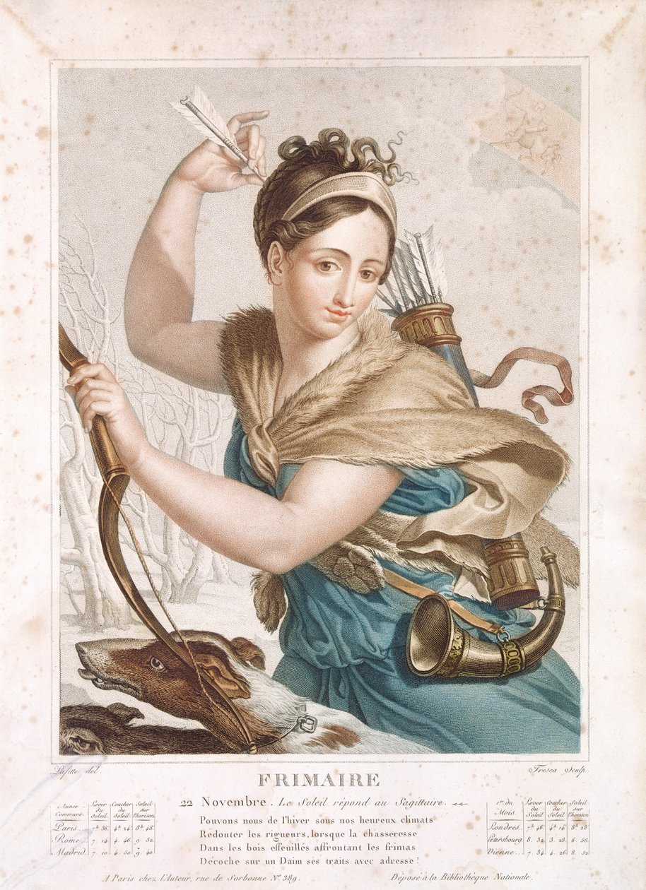 Frimaire (NovembroDezembro), terceiro mês do calendário republicano, gravado por Tresca, c.1794 de Louis Lafitte