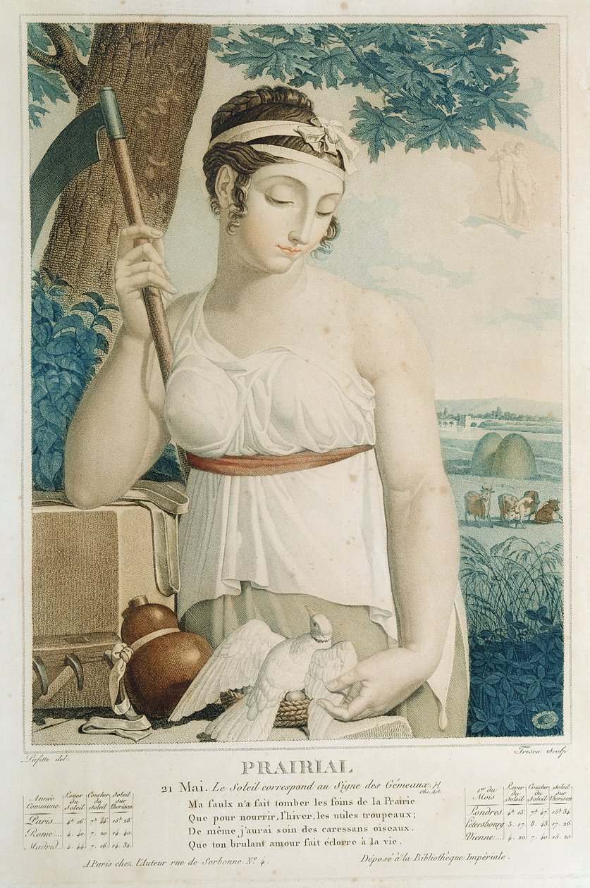 Prairial (MayJune), nono mês do calendário republicano, gravado por Tresca, c.1794 de Louis Lafitte