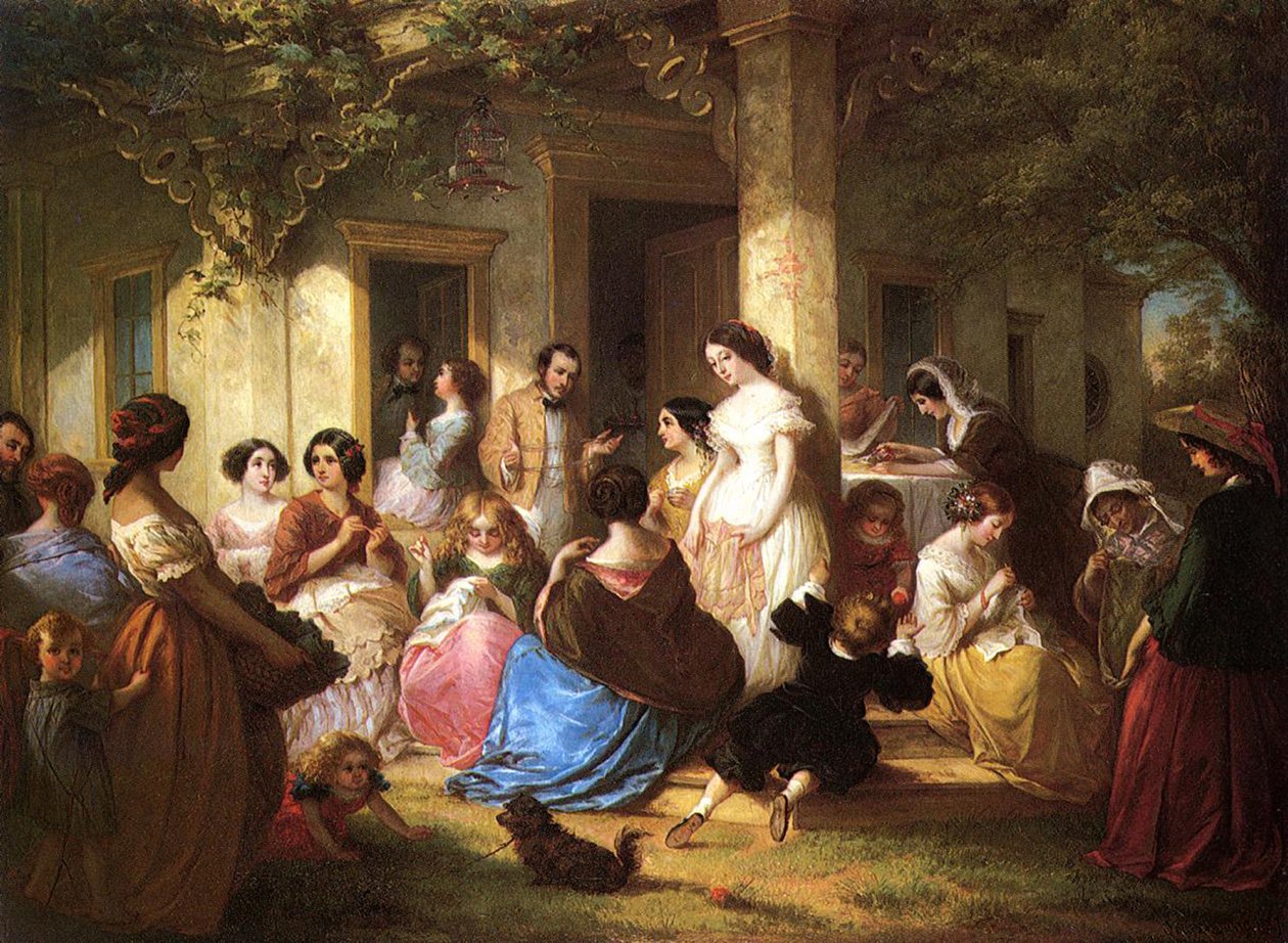 Uma festa de costura, 1857 de Louis Lang