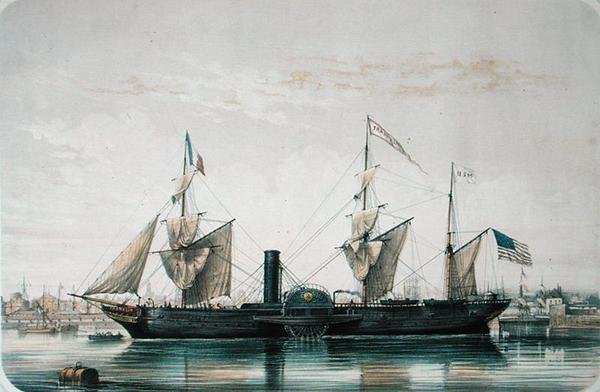 O SS Franklin na Bacia da Flórida em Le Havre, c.1851 de Louis Le Breton