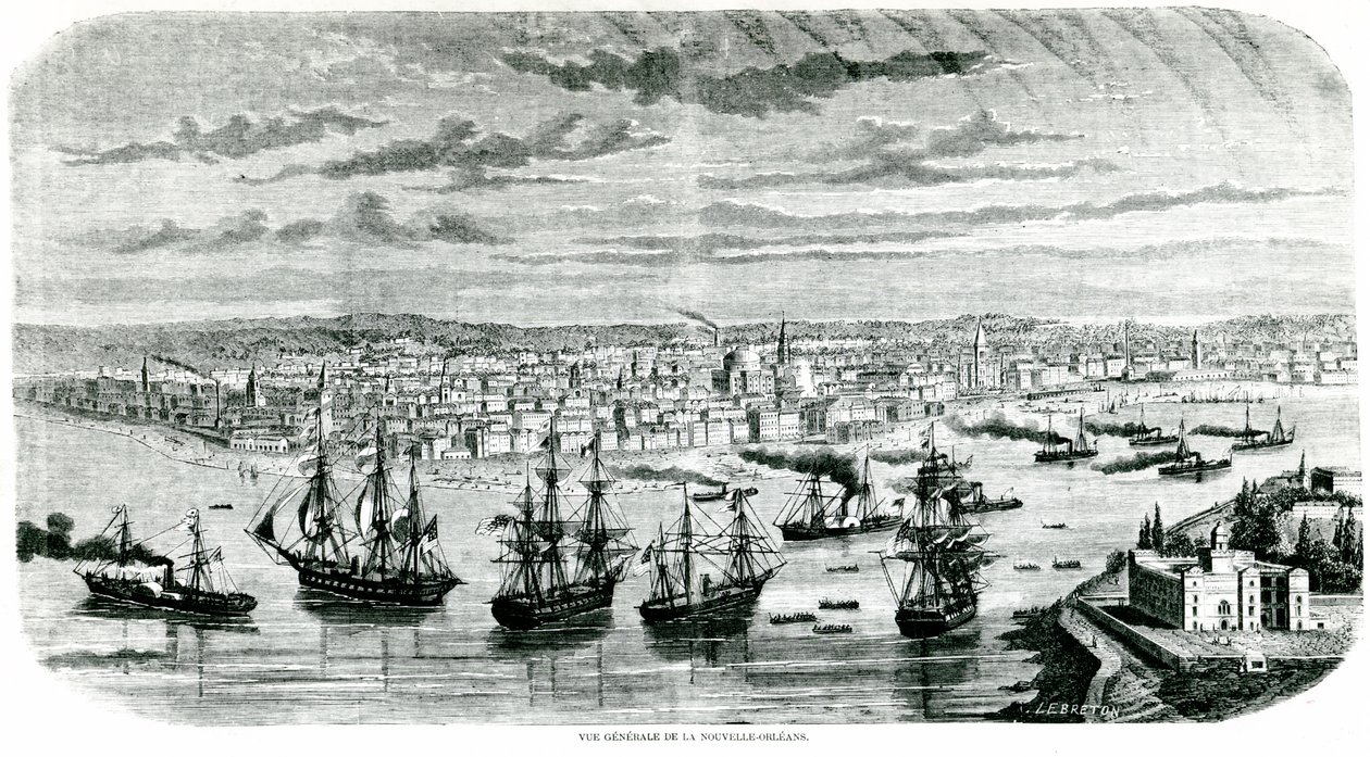 Vista de Nova Orleans, 1862 de Louis Le Breton