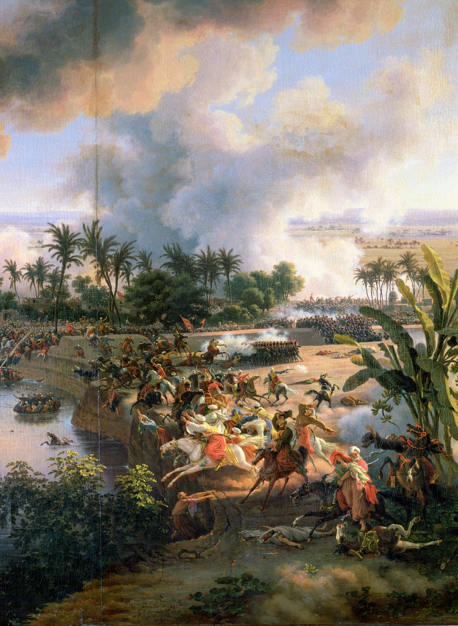 Batalha das Pirâmides, 21 de julho de 1798, detalhe da Rota dos Cavaleiros de Mameluke, 1806 de Louis Lejeune