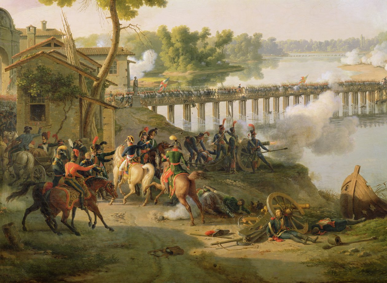 A Batalha de Lodi, 10 de maio de 1796, detalhe de Napoleão (1769-1821) e sua equipe, c.1804 de Louis Lejeune