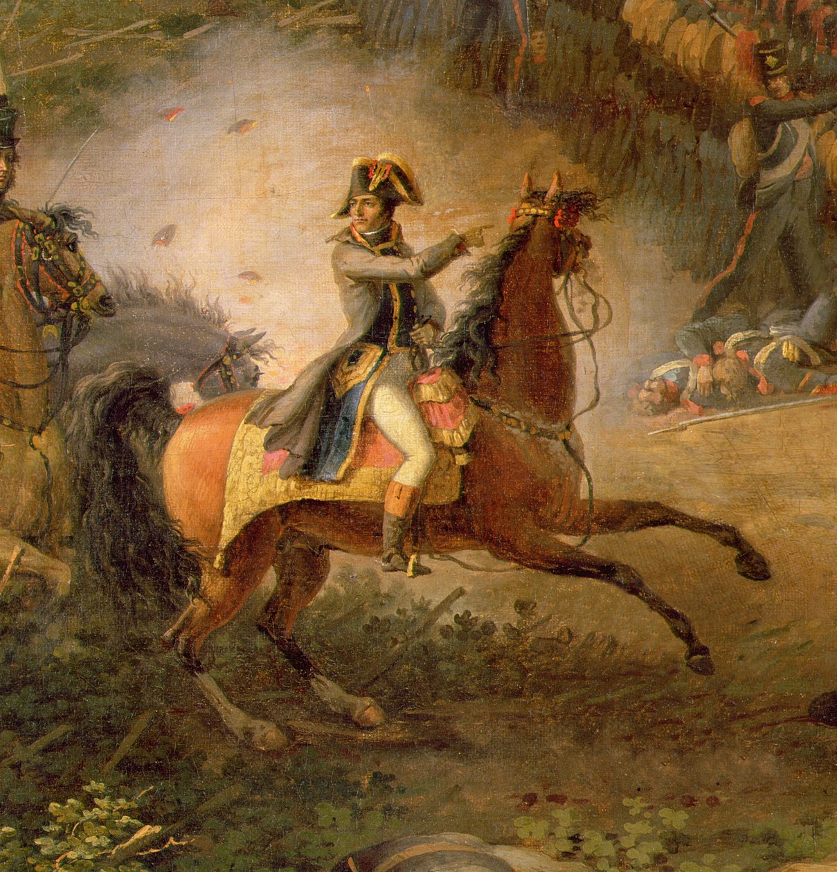 A batalha de Marengo, detalhe de Napoleão Bonaparte (1769-1821) e seu major, 1801 (detalhe de 153773) de Louis Lejeune