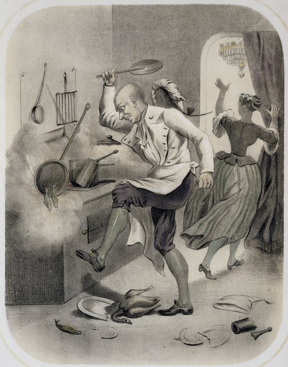 Raiva na Cozinha, de uma série de gravuras que retratam os Sete Pecados Mortais, c.1850 de Louis Leopold Boilly